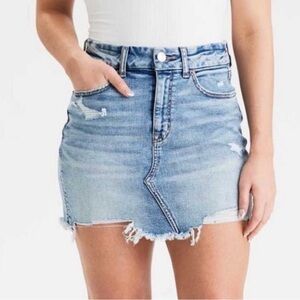 American Eagle Outfitters Light Blue Distressed Denim Skirt
